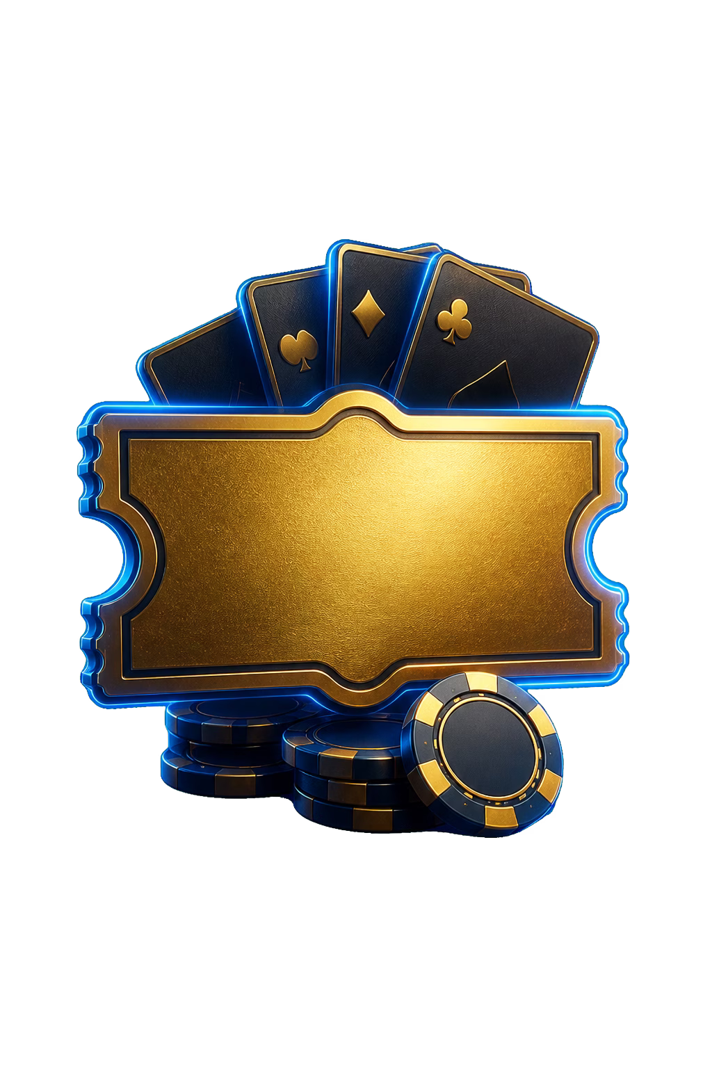 Black casino coupon with a gold key and chips