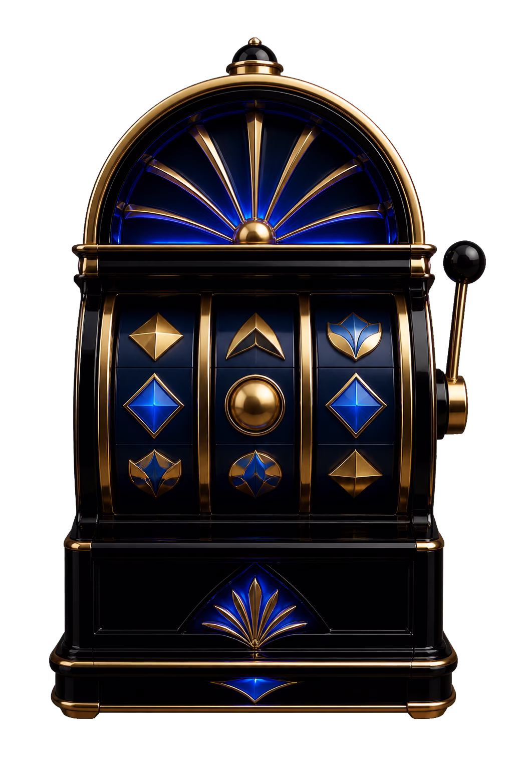 Black and gold three-reel slot machine