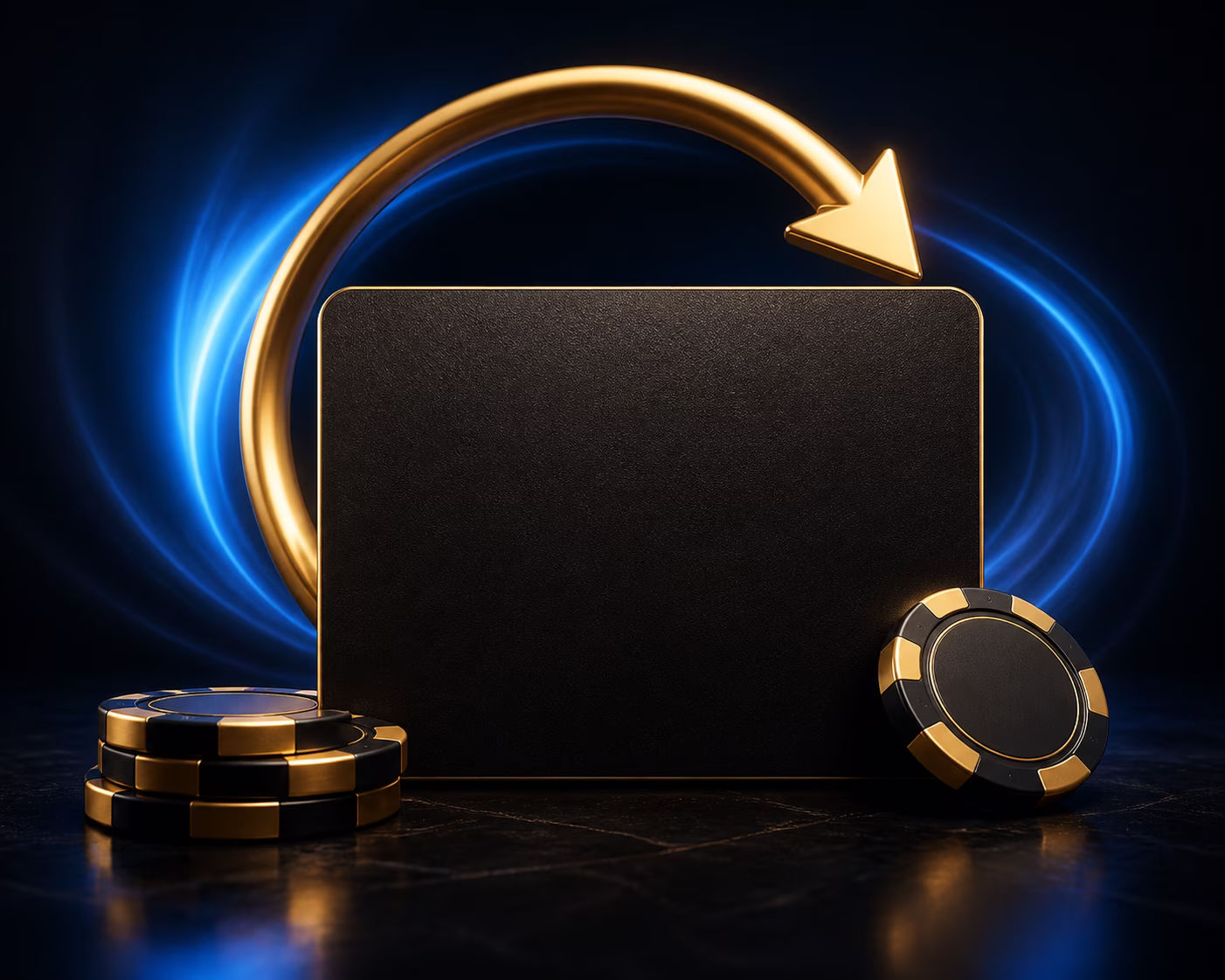 Blank card and circular arrow for checking promo-code entry.